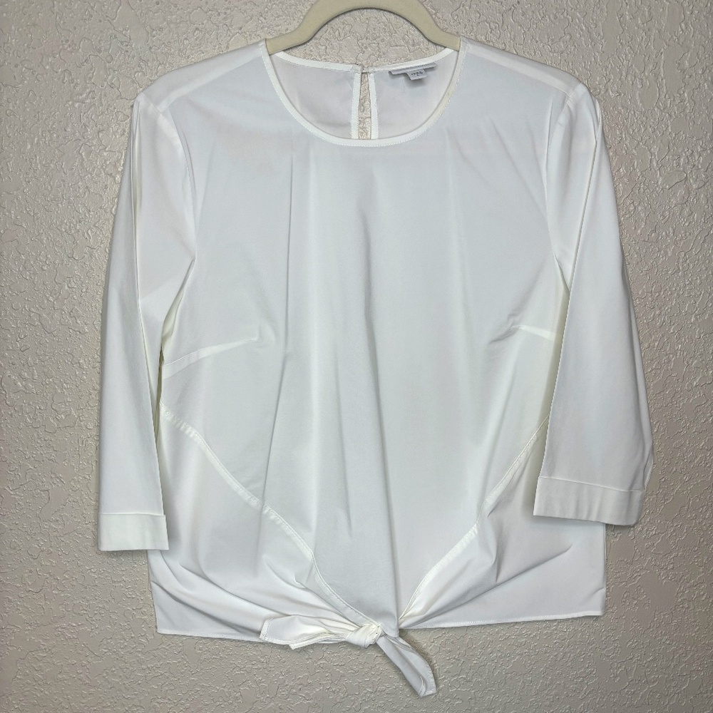 J. Jill White Shirt Collection Tie Front Cotton Blend Top Women's Size S…